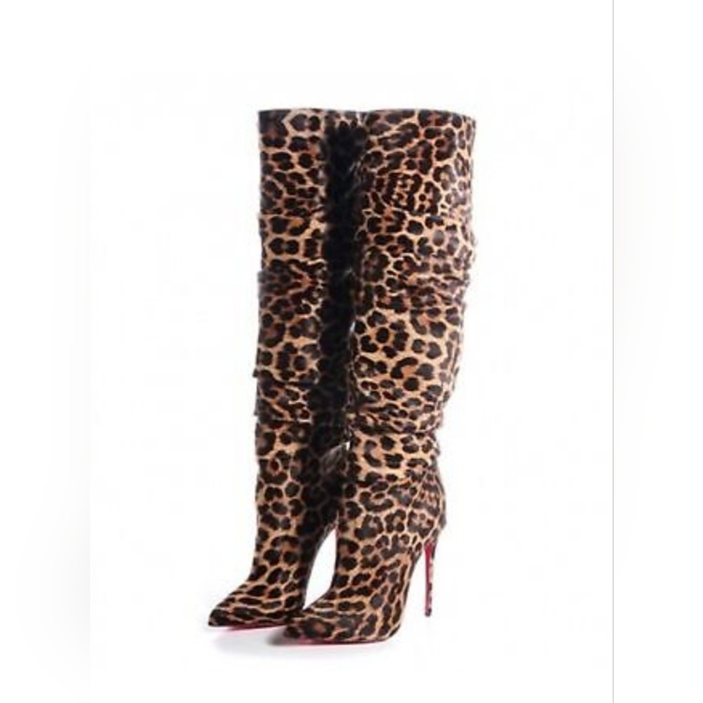 Christian Louboutin Leopard Print Heeled Boots